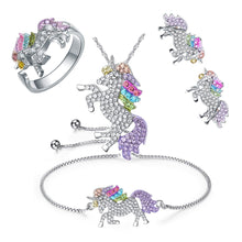 Load image into Gallery viewer, Cute Unicorn Necklace Fashion Cartoon Horse Jewelry Accessories For Girls Children Kids Women Party Animal Pendant Bracelet Set