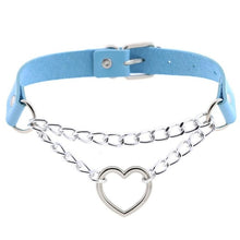 Load image into Gallery viewer, Gothic heart chain choker collar harajuku punk choker women girls black leather buckle chocker emo kawaii jewelry accessories