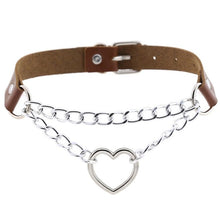 Load image into Gallery viewer, Gothic heart chain choker collar harajuku punk choker women girls black leather buckle chocker emo kawaii jewelry accessories