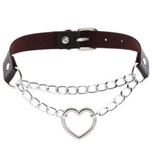 Load image into Gallery viewer, Gothic heart chain choker collar harajuku punk choker women girls black leather buckle chocker emo kawaii jewelry accessories