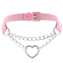 Load image into Gallery viewer, Gothic heart chain choker collar harajuku punk choker women girls black leather buckle chocker emo kawaii jewelry accessories