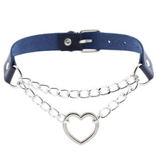 Load image into Gallery viewer, Gothic heart chain choker collar harajuku punk choker women girls black leather buckle chocker emo kawaii jewelry accessories