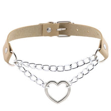 Load image into Gallery viewer, Gothic heart chain choker collar harajuku punk choker women girls black leather buckle chocker emo kawaii jewelry accessories