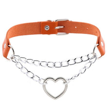 Load image into Gallery viewer, Gothic heart chain choker collar harajuku punk choker women girls black leather buckle chocker emo kawaii jewelry accessories