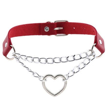 Load image into Gallery viewer, Gothic heart chain choker collar harajuku punk choker women girls black leather buckle chocker emo kawaii jewelry accessories