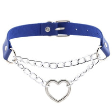Load image into Gallery viewer, Gothic heart chain choker collar harajuku punk choker women girls black leather buckle chocker emo kawaii jewelry accessories