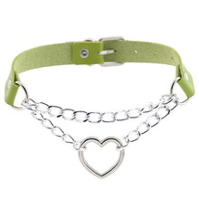 Load image into Gallery viewer, Gothic heart chain choker collar harajuku punk choker women girls black leather buckle chocker emo kawaii jewelry accessories