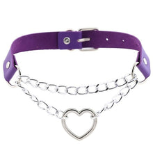 Load image into Gallery viewer, Gothic heart chain choker collar harajuku punk choker women girls black leather buckle chocker emo kawaii jewelry accessories
