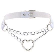Load image into Gallery viewer, Gothic heart chain choker collar harajuku punk choker women girls black leather buckle chocker emo kawaii jewelry accessories