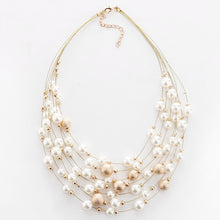 Load image into Gallery viewer, KMVEXO 2020 New Fashion Jewelry Gold Color Multi Layer Chains Imitation Pearl Necklaces For Women Party Wedding Bride Necklace