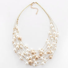 Load image into Gallery viewer, KMVEXO 2020 New Fashion Jewelry Gold Color Multi Layer Chains Imitation Pearl Necklaces For Women Party Wedding Bride Necklace