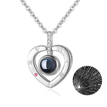 Load image into Gallery viewer, Rose Gold 100 Languages I Love You Projection Pendant Necklace for women Jewelry Love Memory Wedding Necklace Valentine's Day