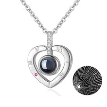 Load image into Gallery viewer, Rose Gold 100 Languages I Love You Projection Pendant Necklace for women Jewelry Love Memory Wedding Necklace Valentine's Day