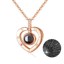 Load image into Gallery viewer, Rose Gold 100 Languages I Love You Projection Pendant Necklace for women Jewelry Love Memory Wedding Necklace Valentine's Day