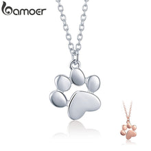 Load image into Gallery viewer, BAMOER HOT SALE Silver & Gold Color Cute Animal Footprints Dog Cat Footprints Paw Necklaces Pendants Women Silver Jewelry SCN275