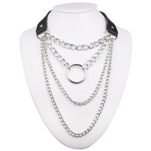 Load image into Gallery viewer, Gothic Lock Chain necklace multilayer Punk choker collar goth pendant necklace women black leather emo grunge aesthetic jewelry