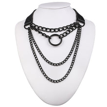 Load image into Gallery viewer, Gothic Lock Chain necklace multilayer Punk choker collar goth pendant necklace women black leather emo grunge aesthetic jewelry