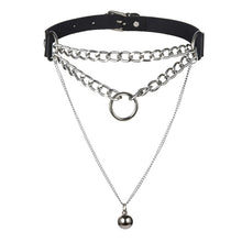 Load image into Gallery viewer, Gothic Lock Chain necklace multilayer Punk choker collar goth pendant necklace women black leather emo grunge aesthetic jewelry