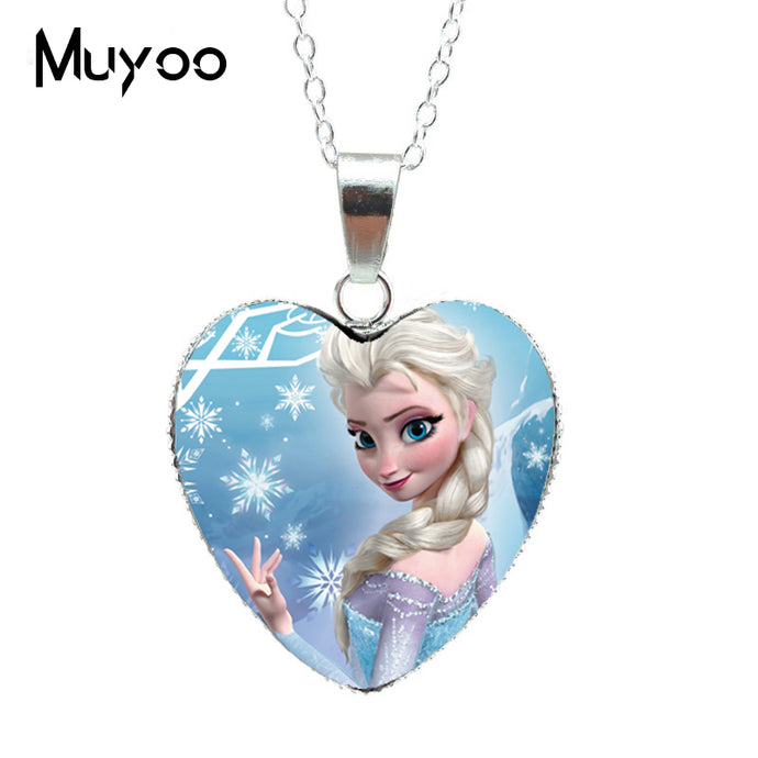 New Fashion Beautiful Princess Fashion Heart Jewelry Princess Sweet Story Heart Pendants Necklace Jewelry Gift for Girl HZ3