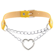 Load image into Gallery viewer, Gothic heart chain choker collar harajuku punk choker women girls black leather buckle chocker emo kawaii jewelry accessories
